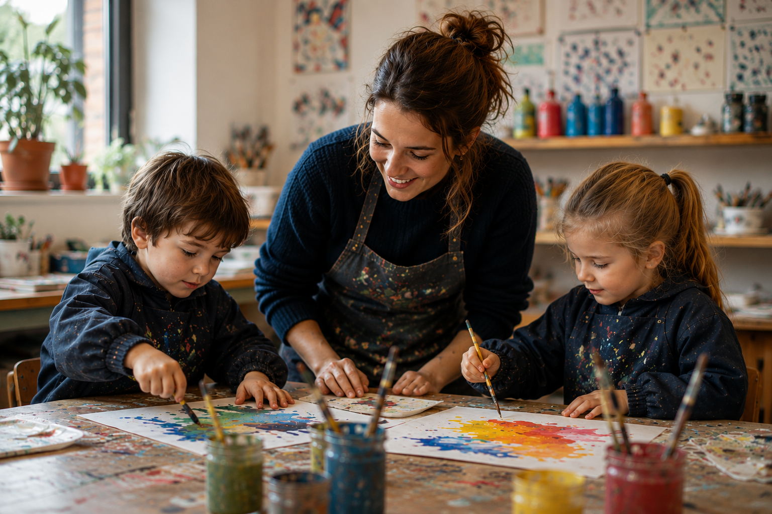 Children with a teacher during homework support