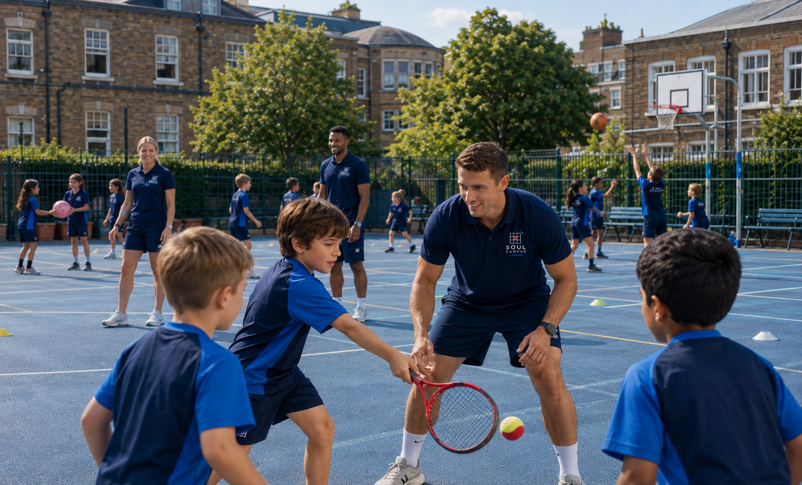 Children playing sport at a London school